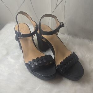 Naturalizer Black Braided Heels